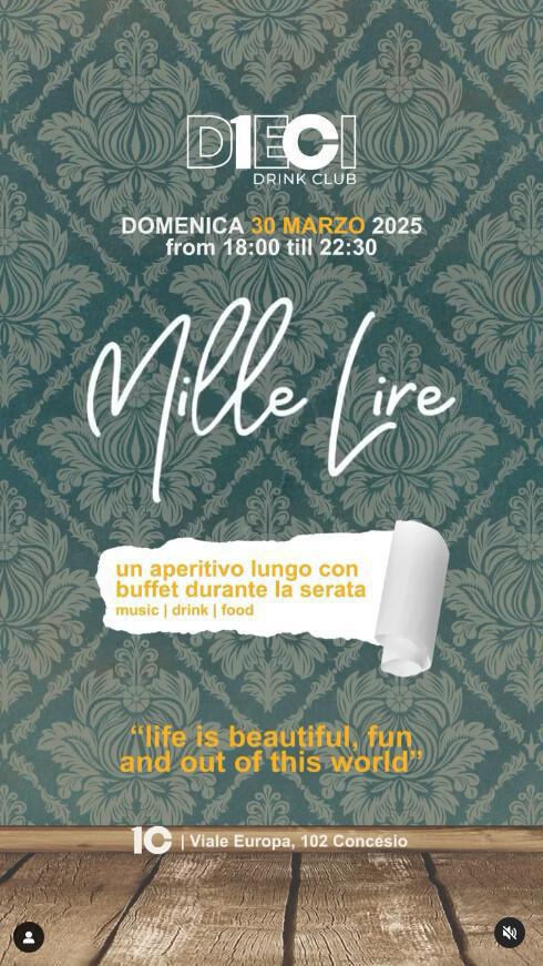 DIECI Drink Club | MILLE LIRE