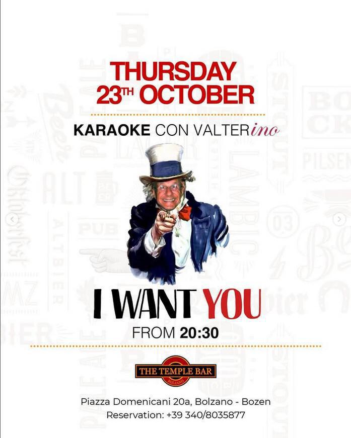 The Temple Bar | I WANT YOU - KARAOKE con VALTERINO