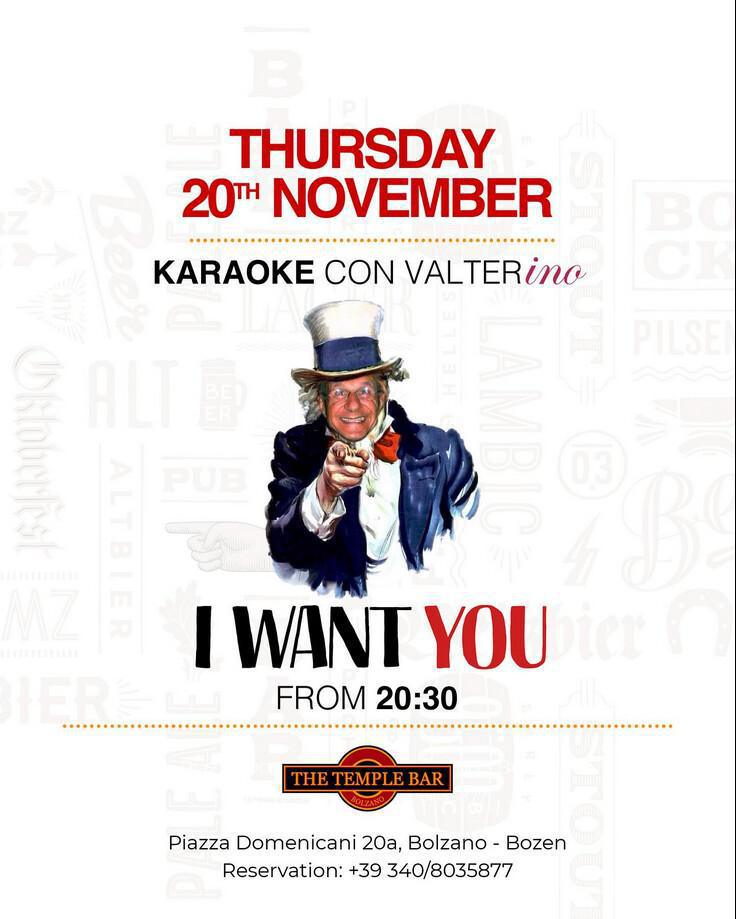 The Temple Bar | I WANT YOU - KARAOKE con VALTERINO