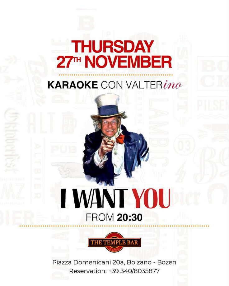 The Temple Bar | I WANT YOU - KARAOKE con VALTERINO