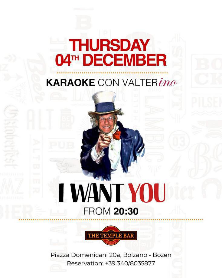 The Temple Bar | I WANT YOU - KARAOKE con VALTERINO