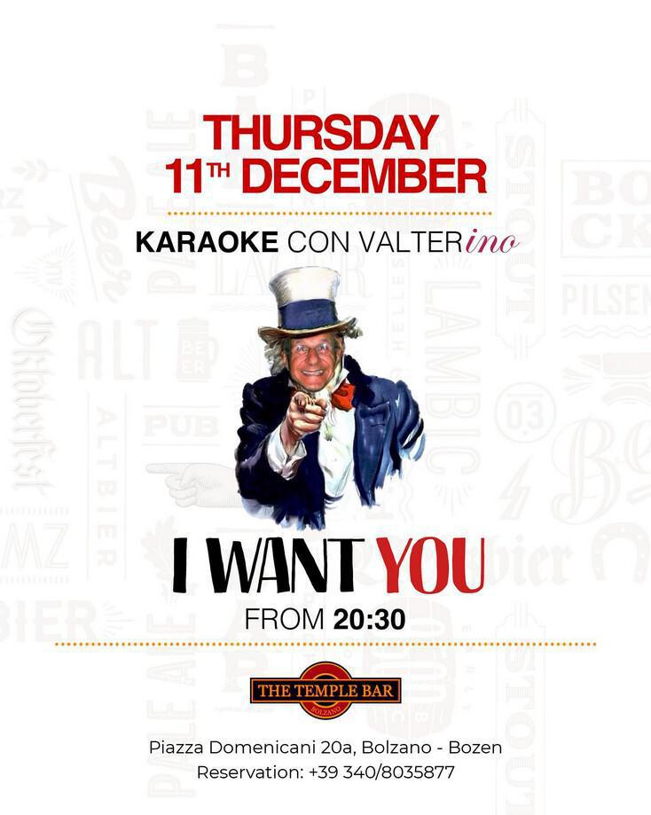 The Temple Bar | I WANT YOU - KARAOKE con VALTERINO