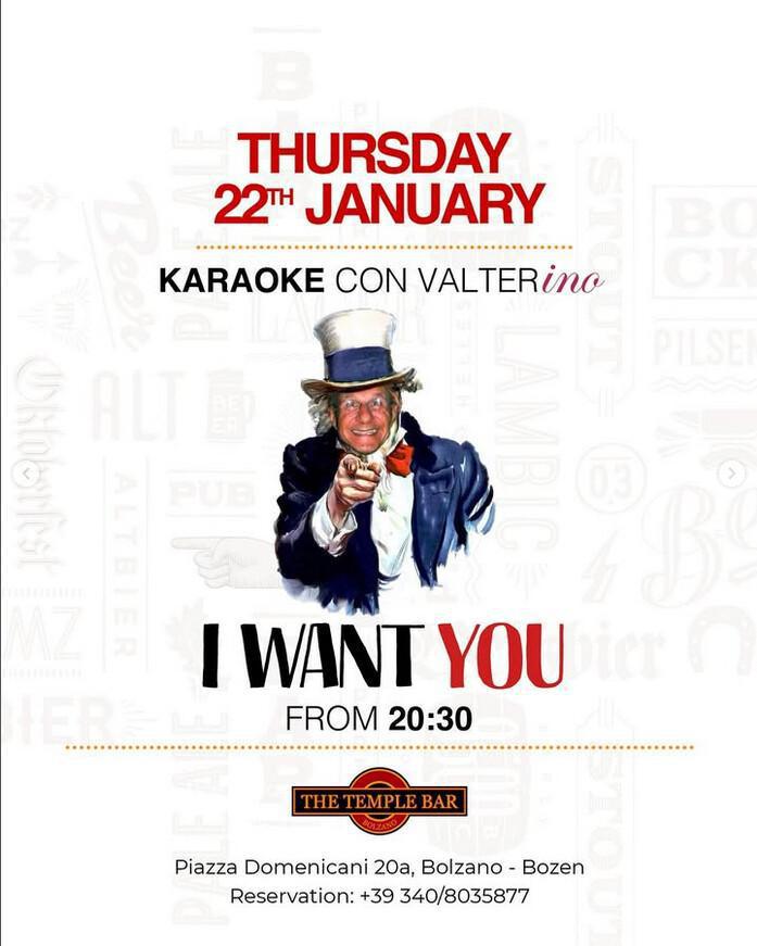 The Temple Bar | I WANT YOU - KARAOKE con VALTERINO