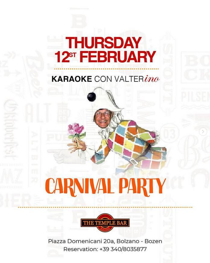 The Temple Bar | KARAOKE con VALTERINO - CARNIVAL PARTY