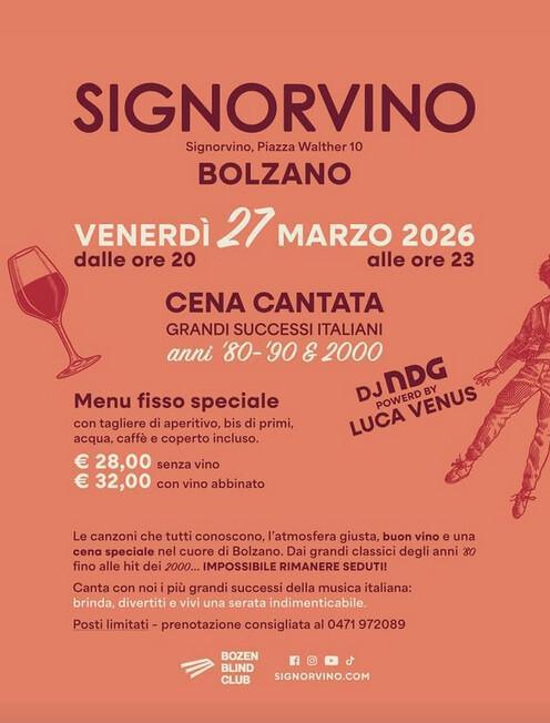 Signorvino | CENA CANTATA - anno '80 - '90 & 2000