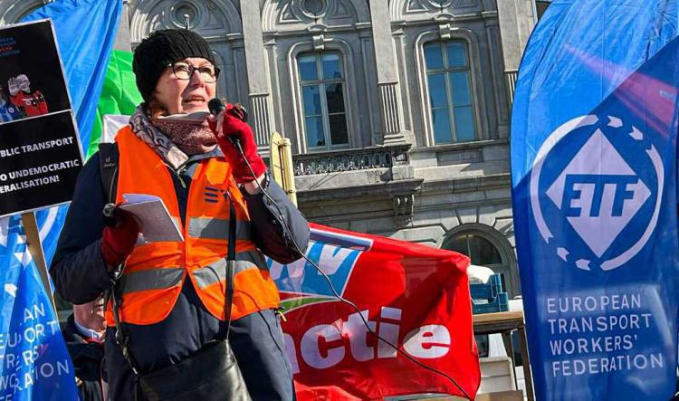 ETF demonstriert gegen falsche Europäische Eisenbahnpolitik und Wettbewerb als Selbstzweck