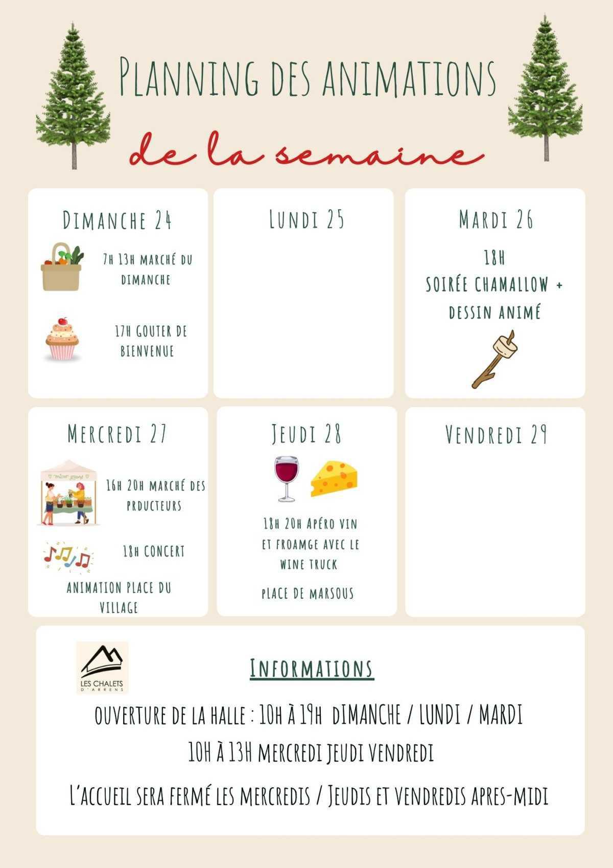 PLANNING DES ACTIVITÉS