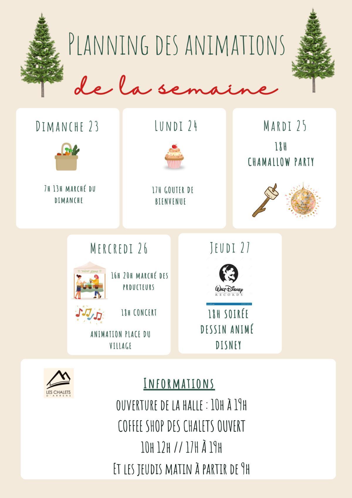PLANNING DES ANIMATIONS