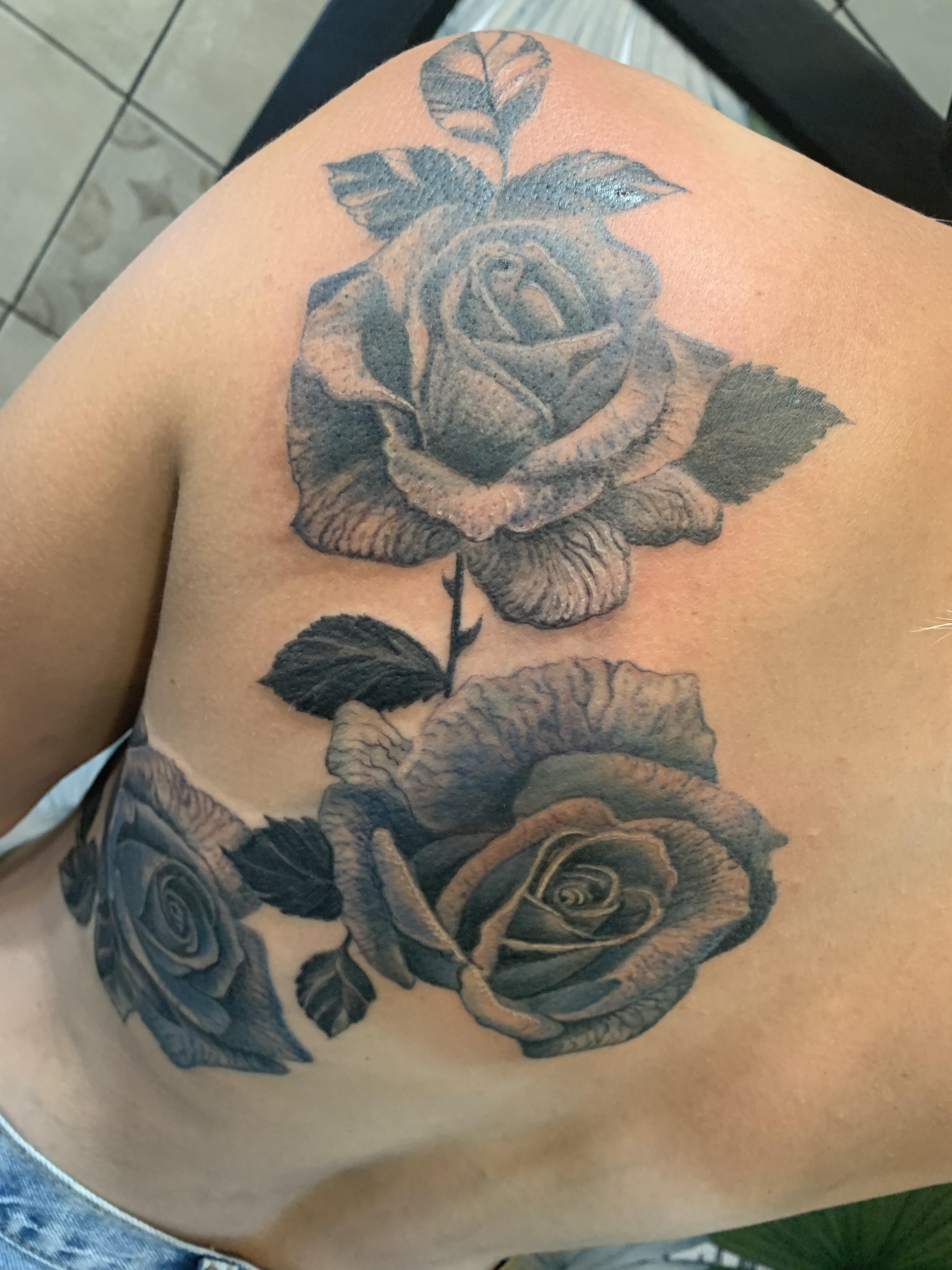Tatouage roses bleues / tattoo cover / recouvrement