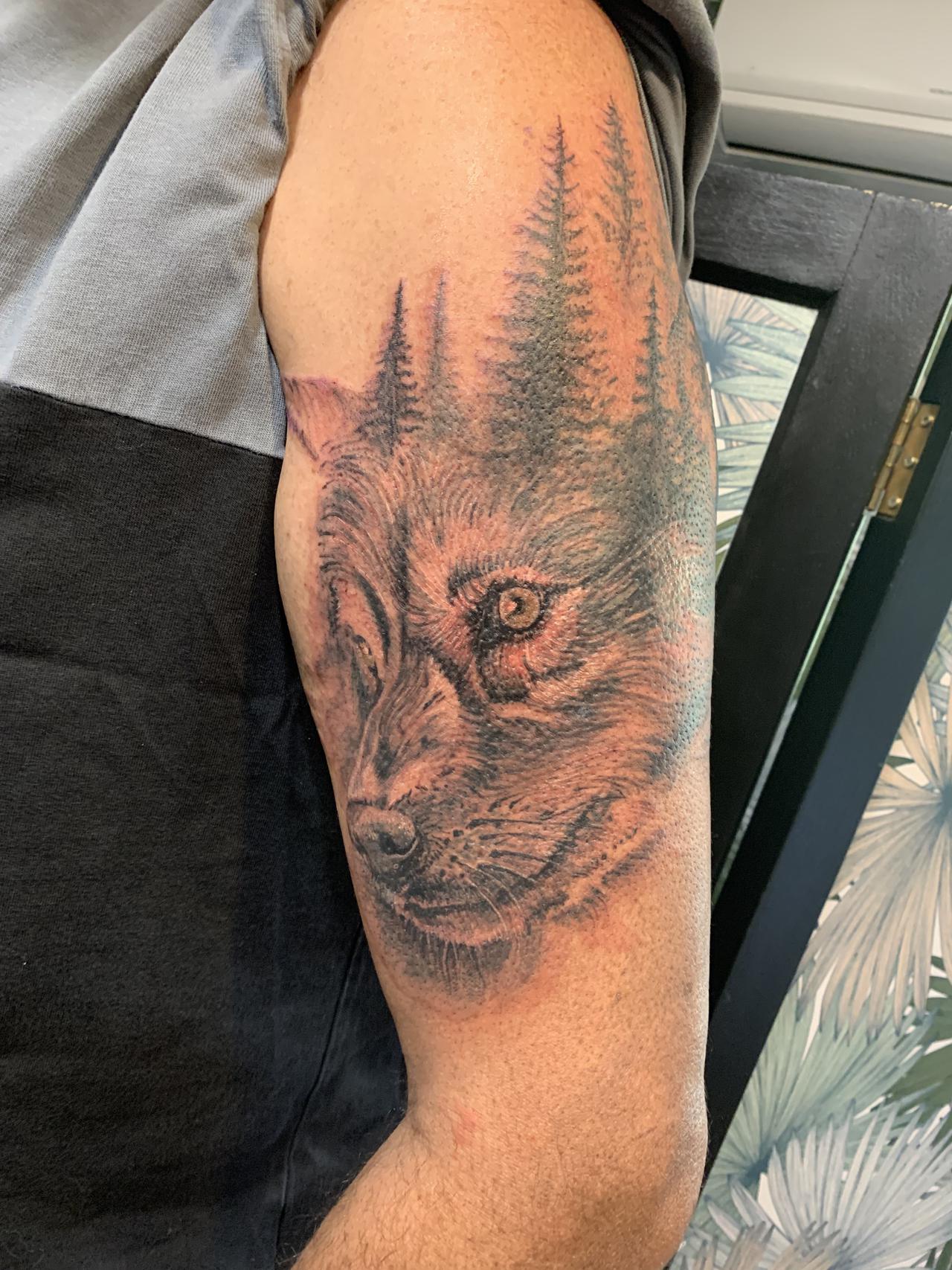 Recouvrement tattoo cover loup