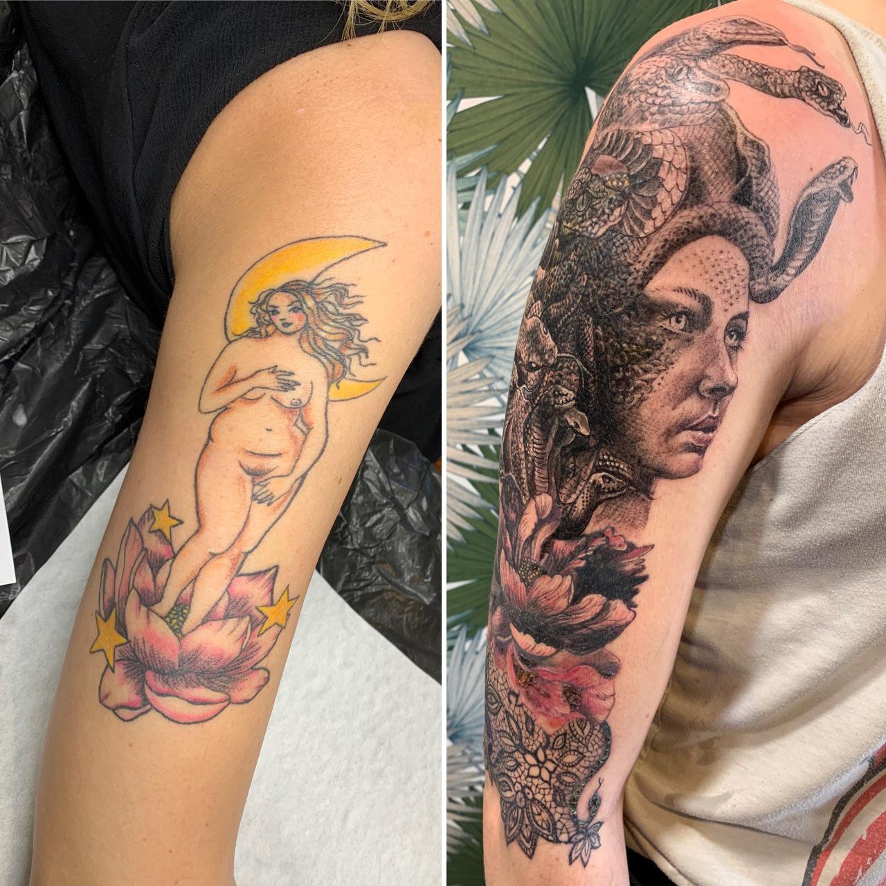 Medusa gorgone / tattoo cover / recouvrement 