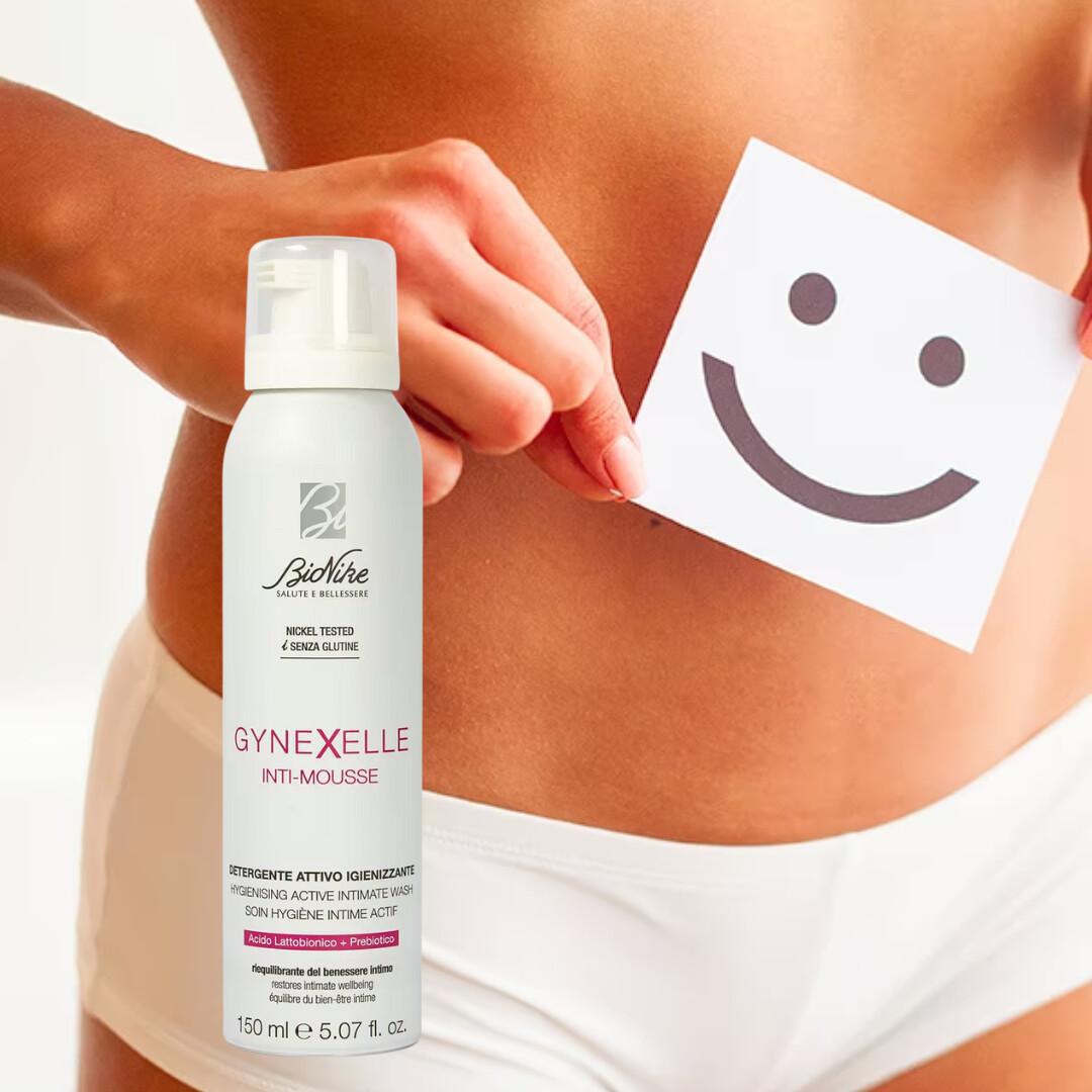 Bionike GYNEXELLE Inti-Mousse: naturale freschezza e protezione per il tuo benessere intimo.