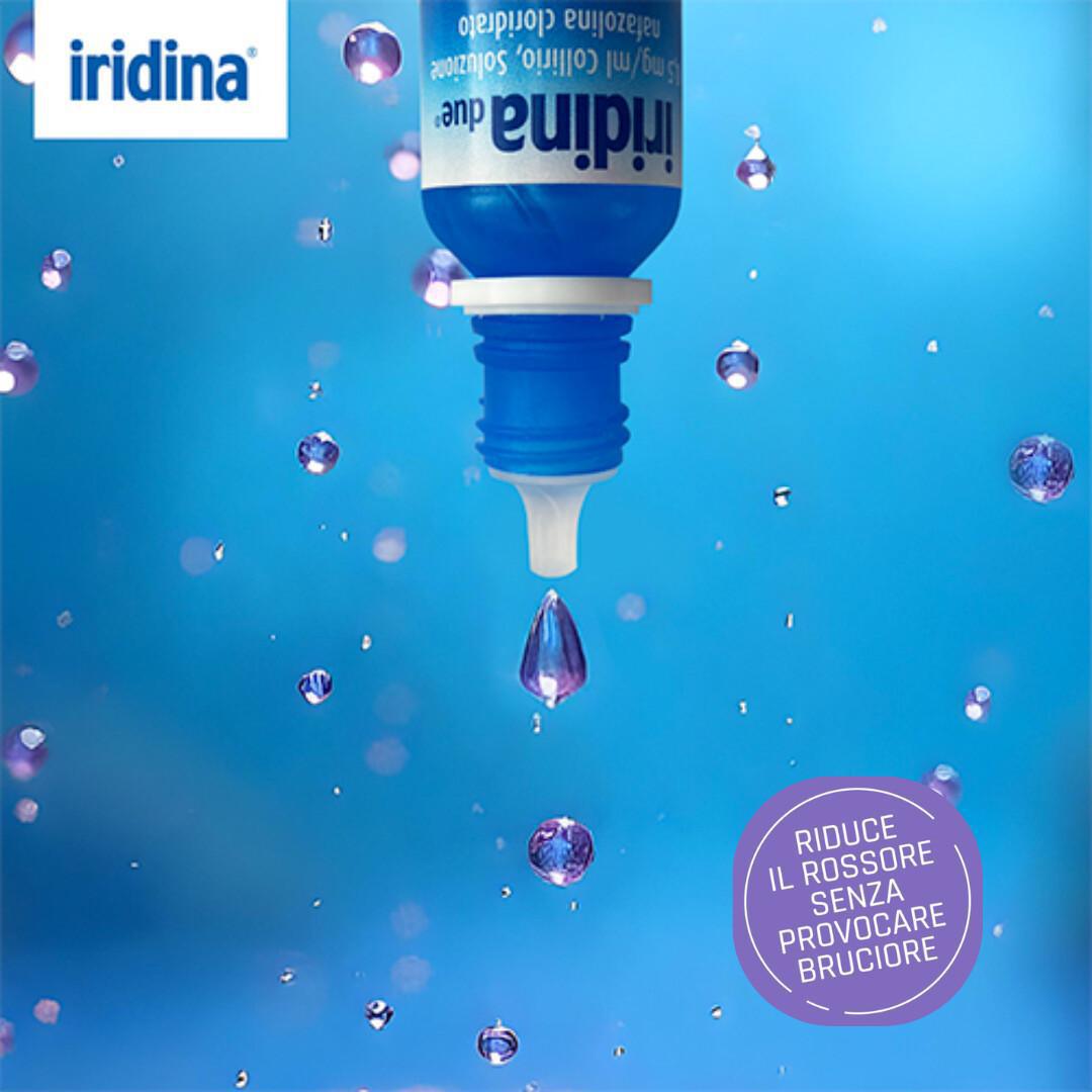 "Occhi rossi? Iridina Due® li spegne in un goccia!" 💧