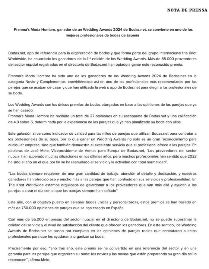 ¡Franma's Moda Hombre es una de las Mejores Empresas!