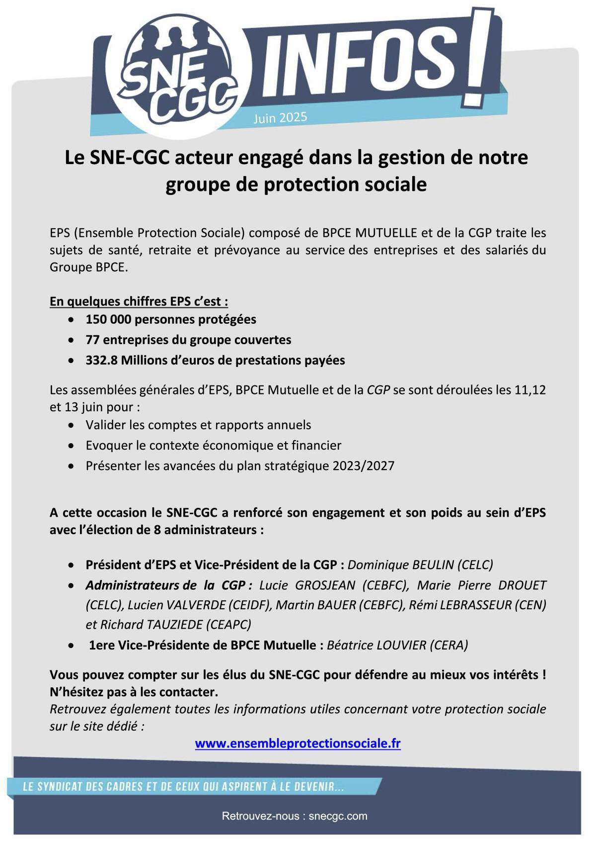 Le SNE-CGC, UN ACTEUR ENGAGÉ POUR NOTRE PROTECTION SOCIALE