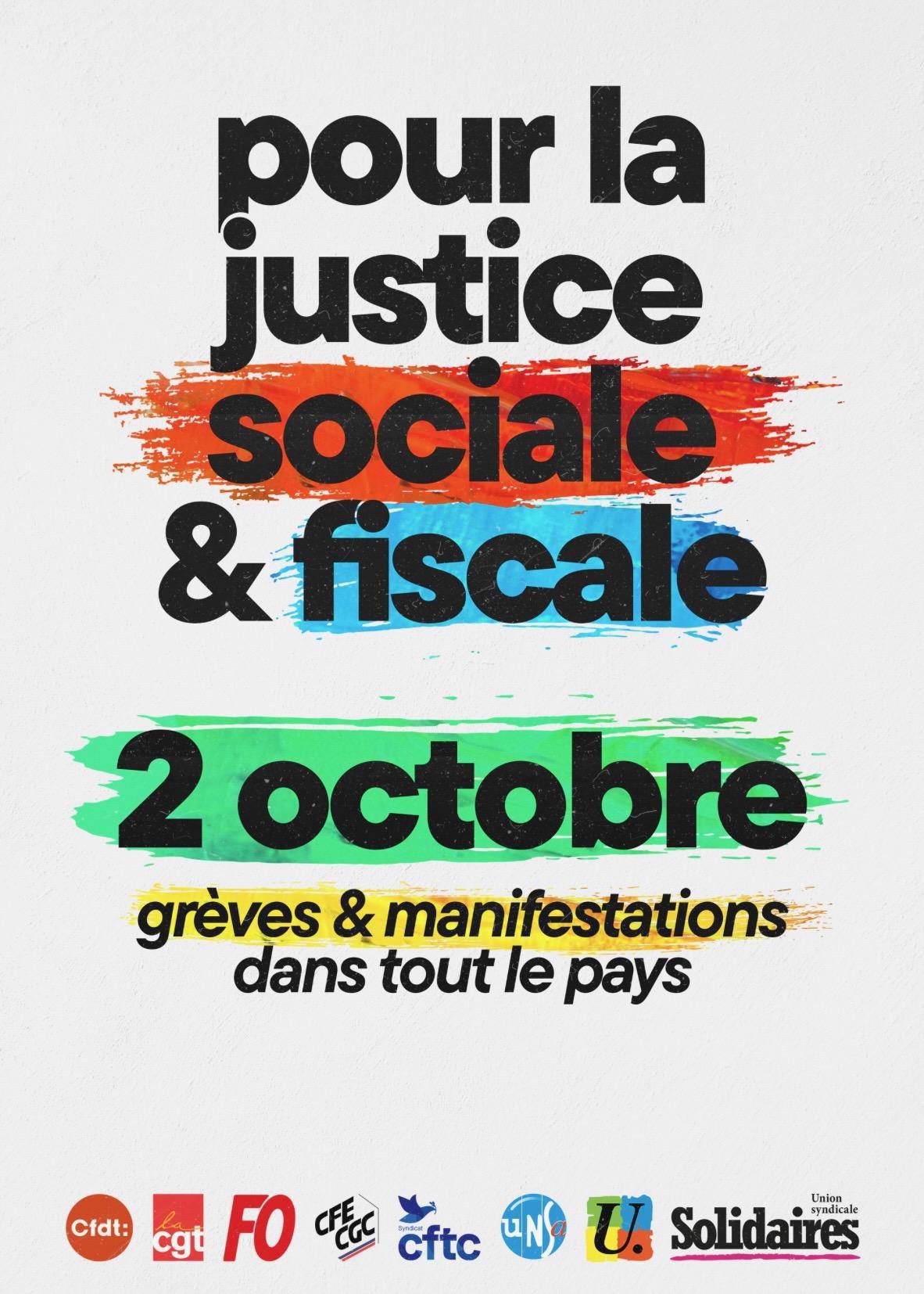 L'INTERSYNDICALE APPELLE A UNE MOBILISATION LE 2 OCTOBRE !