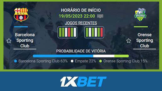 ⚽ Barcelona Sporting Clube x Orense | 📅 19 Mai 22:00 ✅