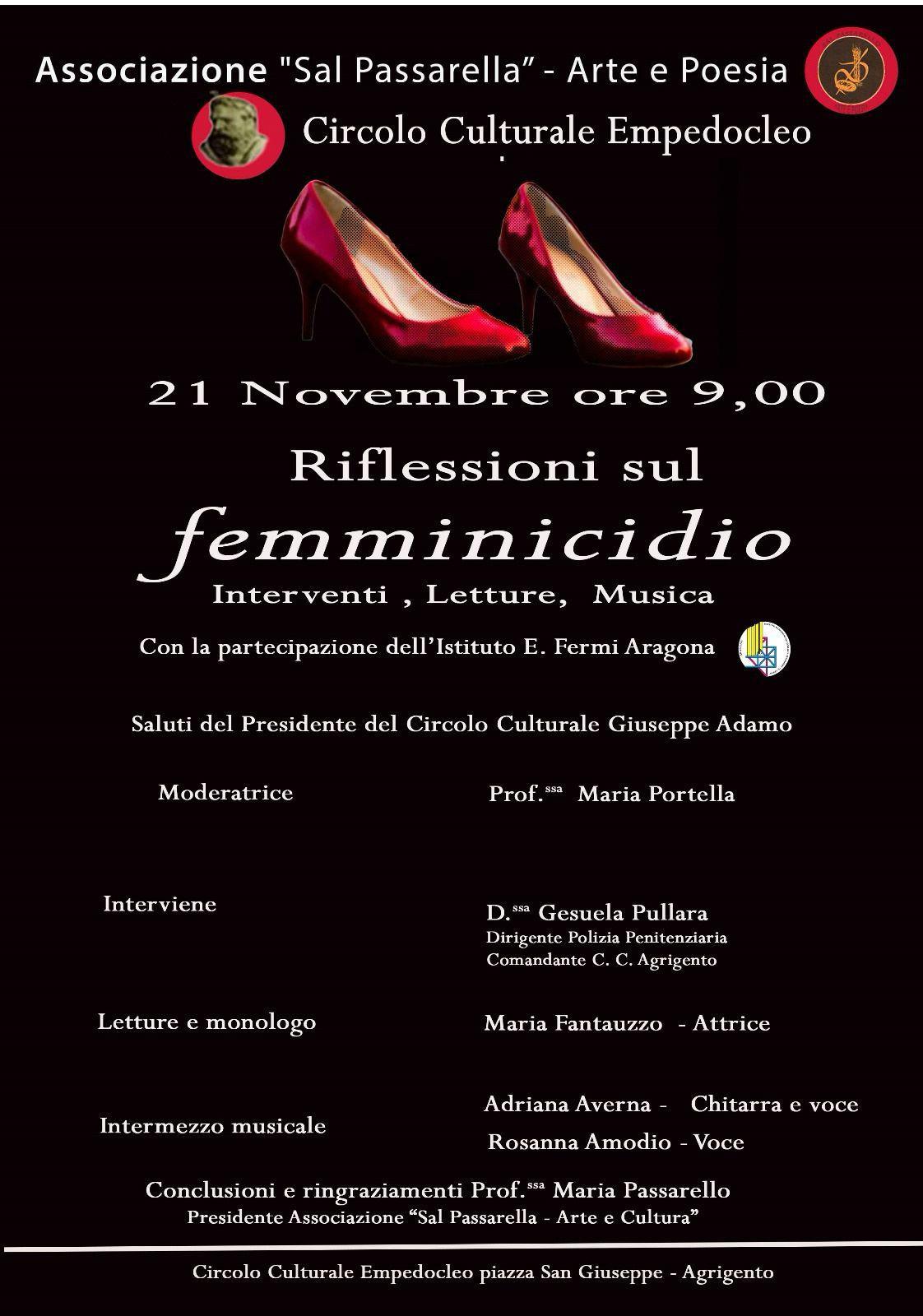 Riflessioni sul femminicidio - Interventi, Letture, Musica (inizio ore 09:00)