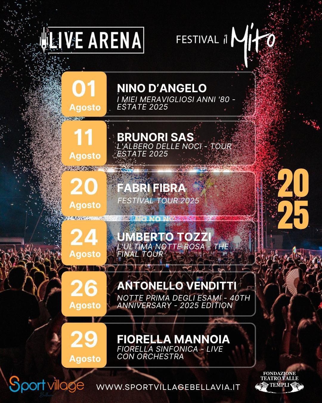 Nino D’Angelo Live ad Agrigento “I Miei Meravigliosi Anni ‘80 - Estate 2025” (inizio ore 21.30)