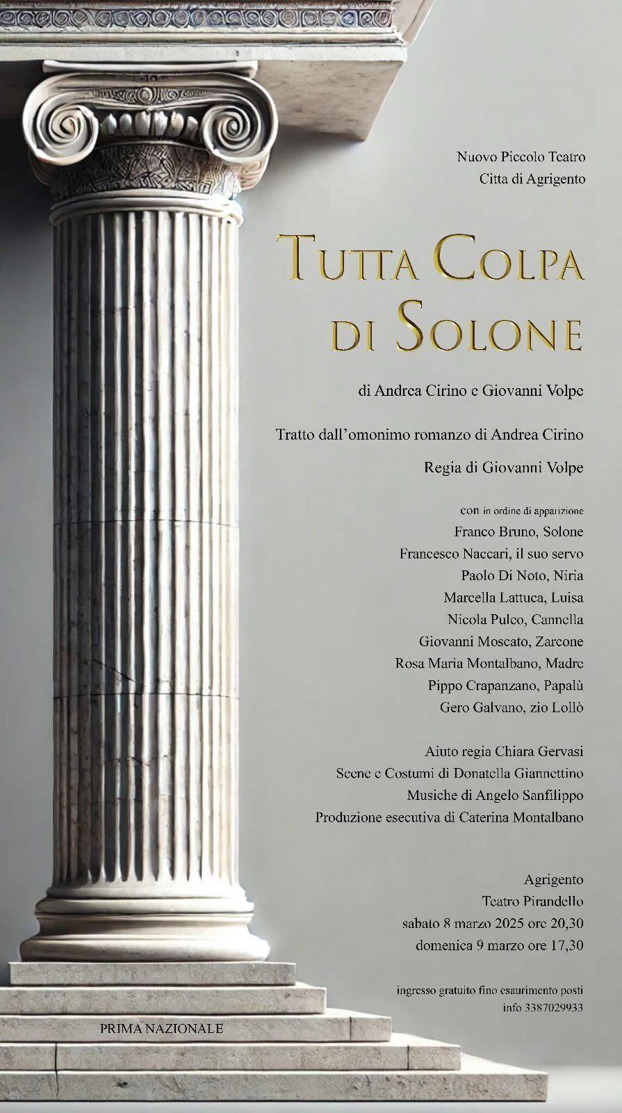 "Tutta Colpa di Solone" di Andrea Cirino e Giovanni Volpe (inizio ore 20:30)