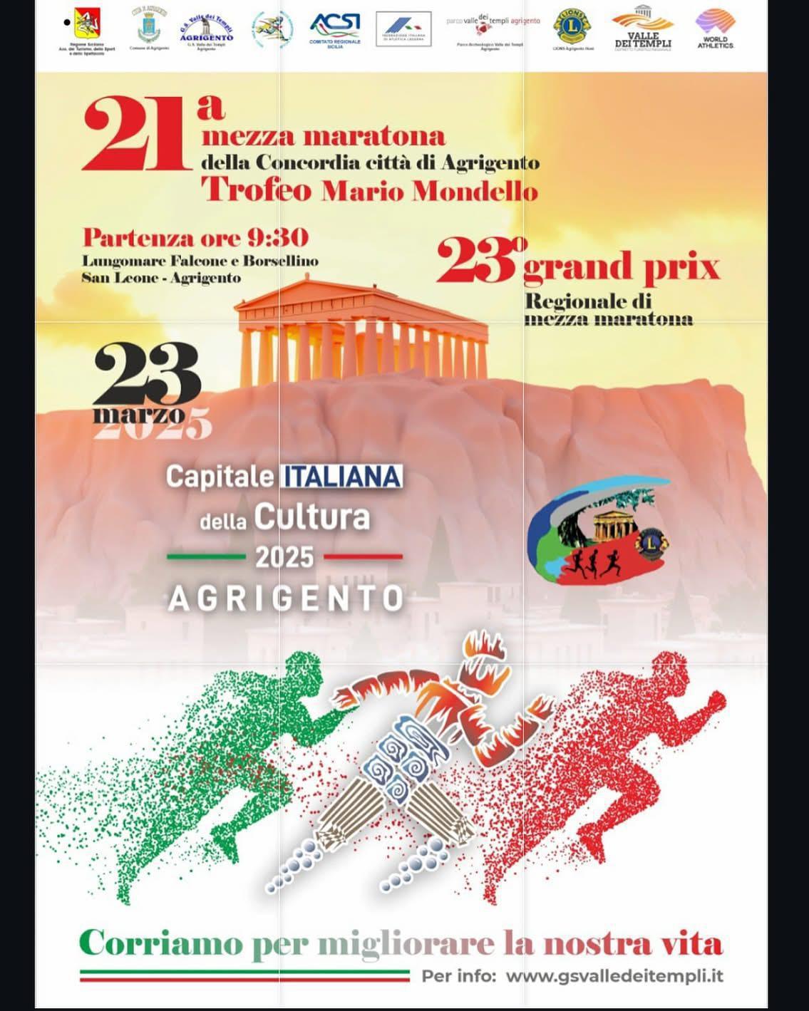 21ª mezza maratona della Concordia città di Agrigento Trofeo Mario Mondello (inizio ore 9:30)