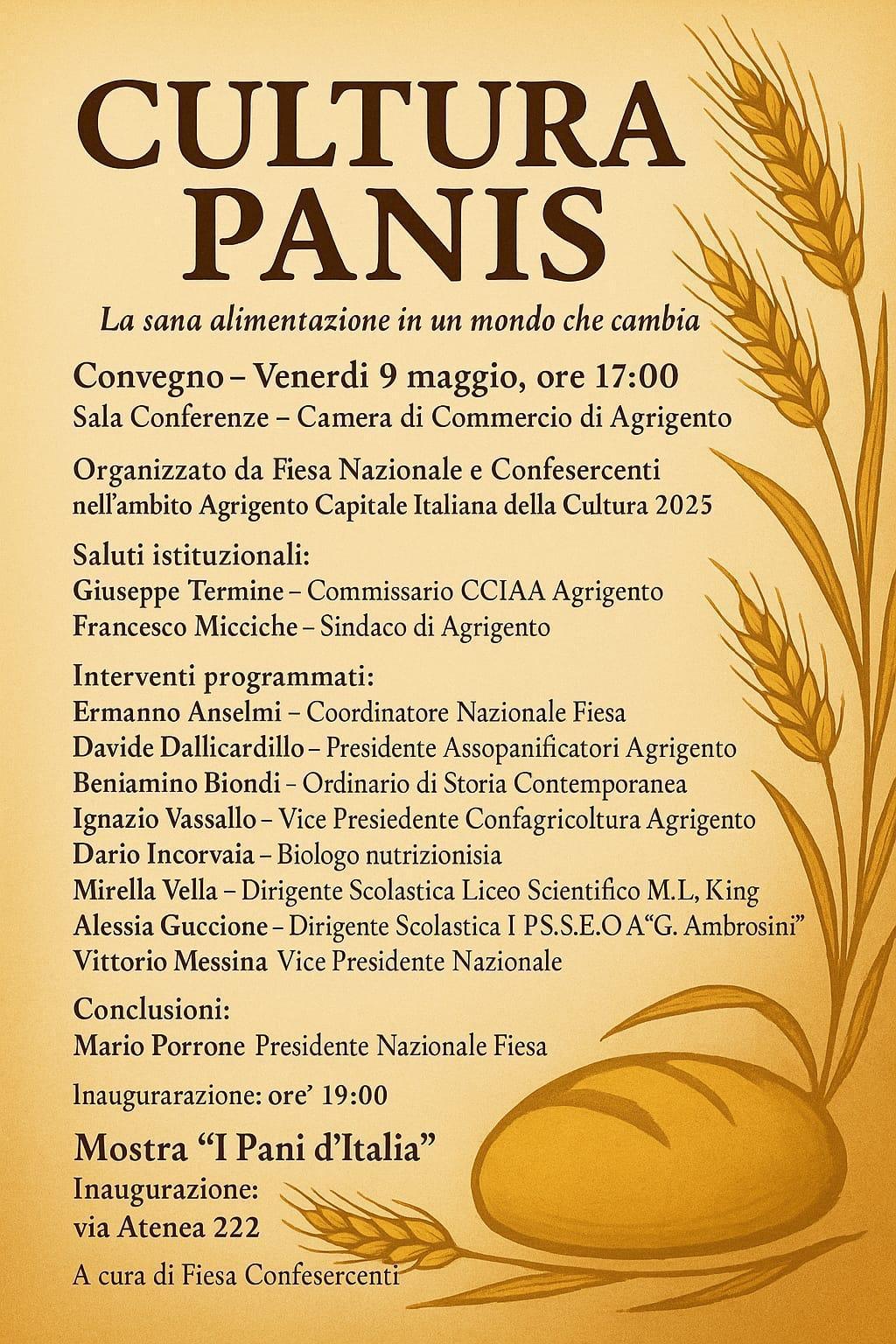 Convegno "Cultura Panis" La sana alimentazione in un mondo che cambia (inizio ore 17:00)