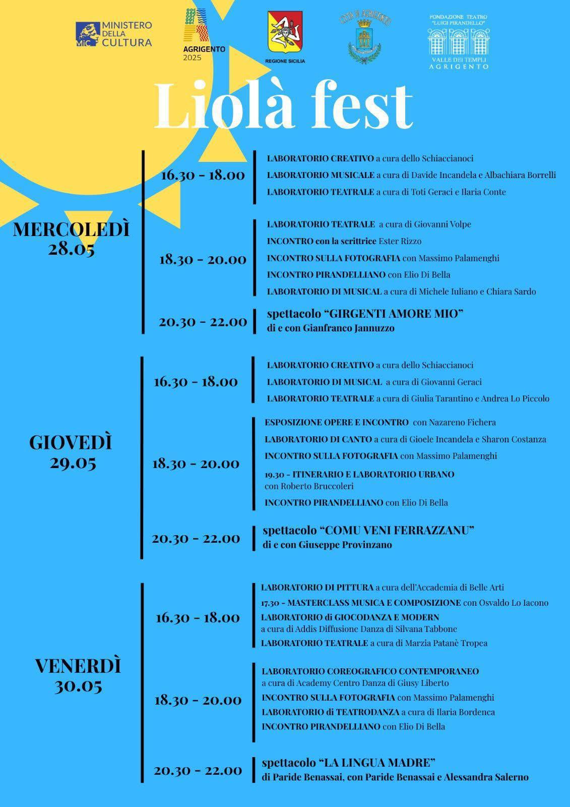 Liolà Fest - Laboratori (dalle ore 16:30 alle ore 18:00)