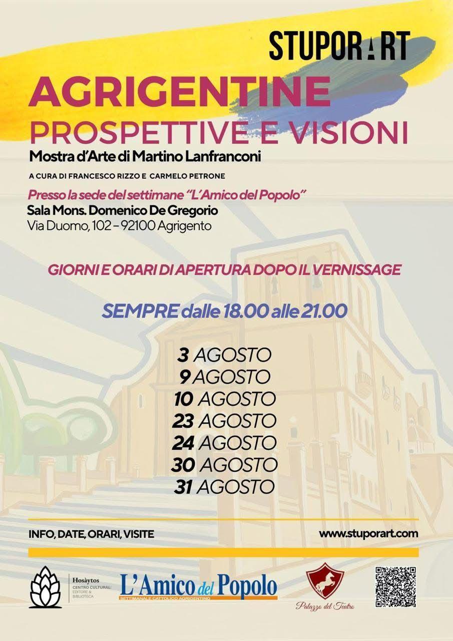 “Agrigentine: Prospettive e Visioni”, le opere di Martino Lanfranconi (dalle ore 18.00) “Agrigentine: Prospettive e Visioni”, le opere di Martino Lanfranconi (dalle ore 18.00)