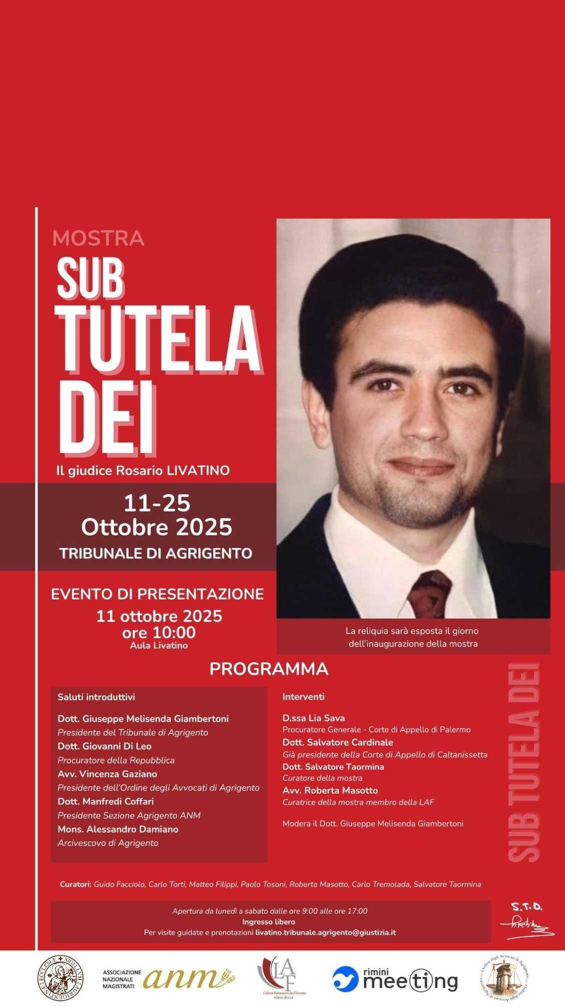 Mostra Sub Tutela Dei Il giudice Rosario Livatino