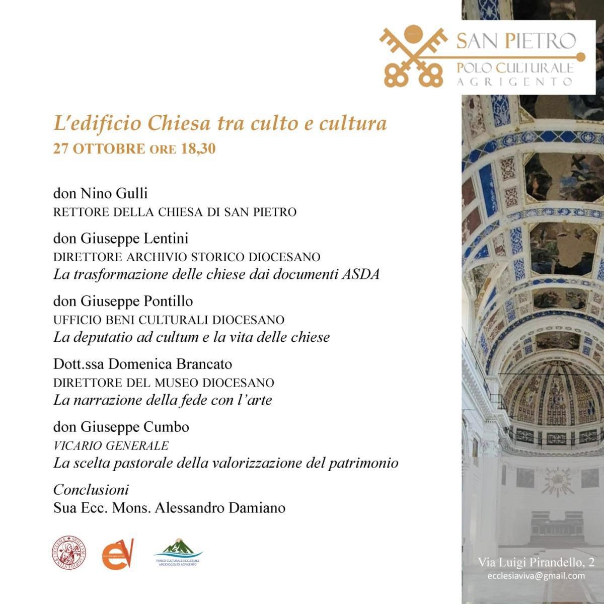 L'edificio Chiesa tra culto e cultura (inizio ore 18.30)