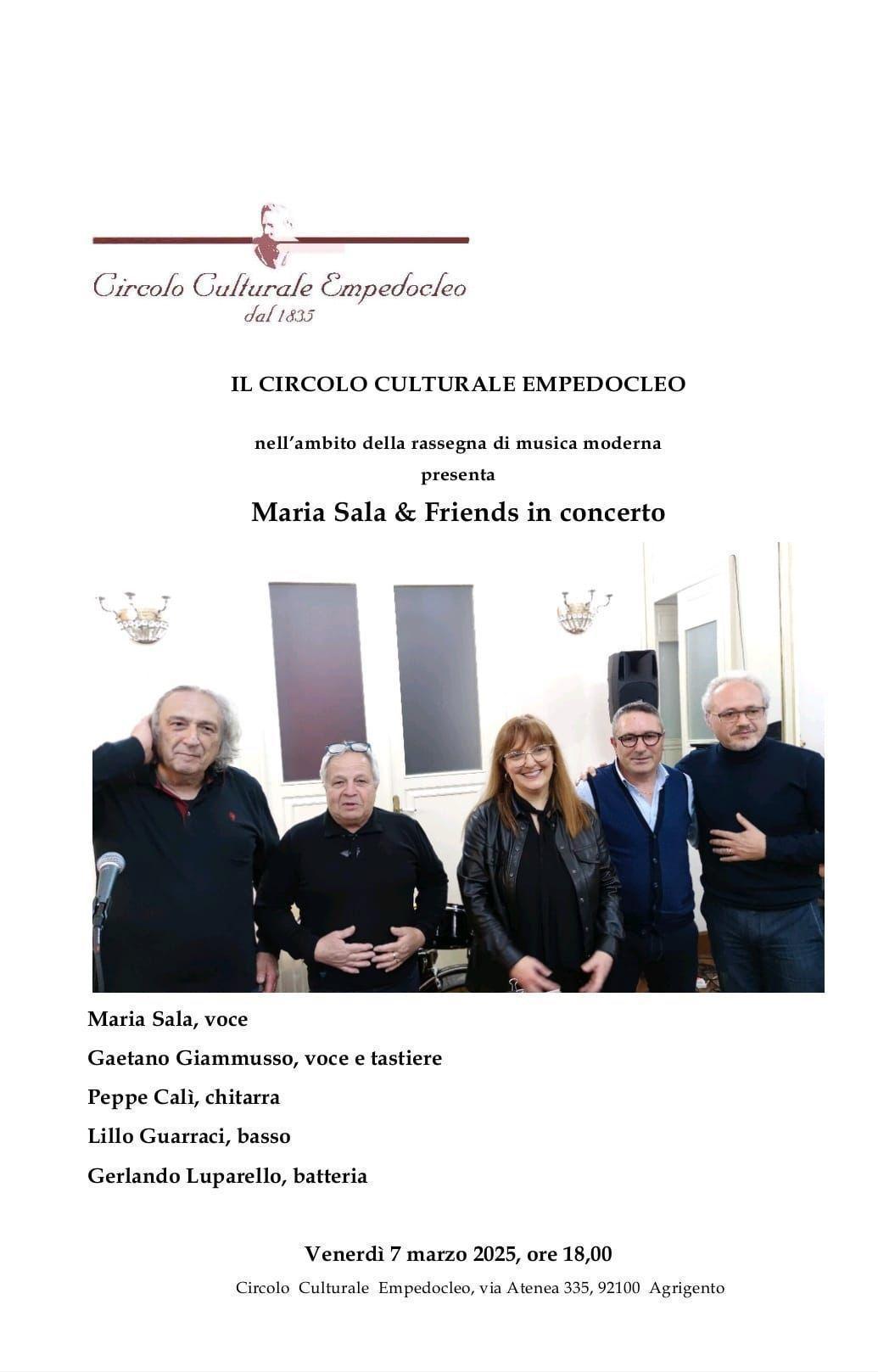 Maria Sala & Friends in concerto (inizio ore 18:00)