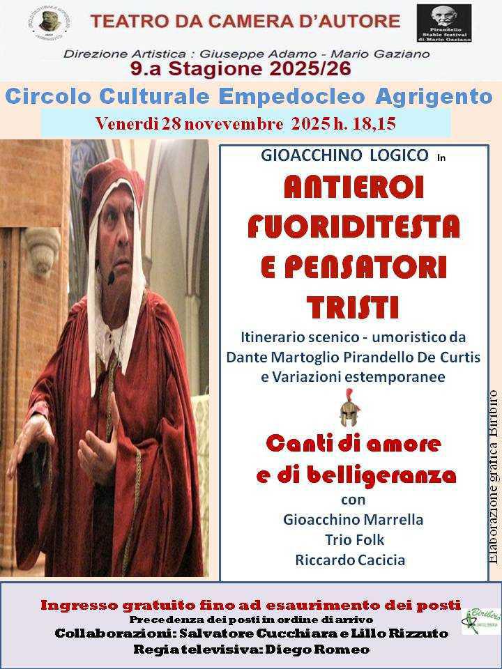 Gioacchino Logico in "Antieroi, Fuoriditesta e Pensatori Tristi" (start h. 18.15) 