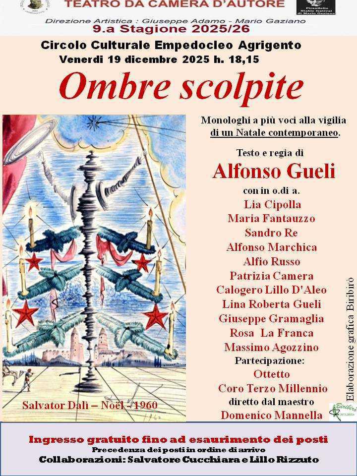 "Ombre scolpite" Monologhi a più voci alla vigilia di un Natale Contemporaneo (start h. 18.15) 