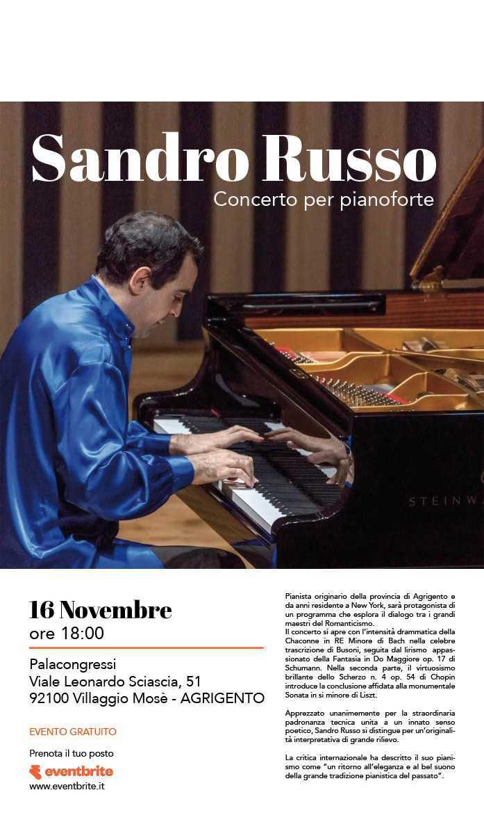 Sandro Russo Concerto per pianoforte (inizio ore 18.00)