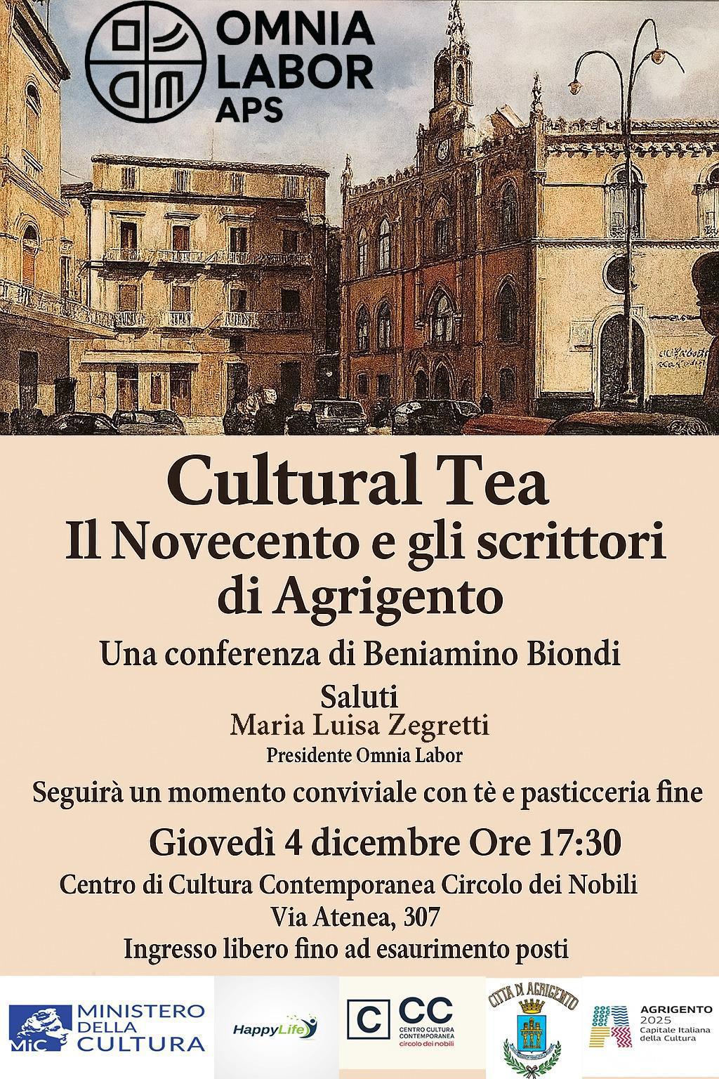 Cultural Tea - II Novecento e gli scrittori di Agrigento (inizio ore 17.30)