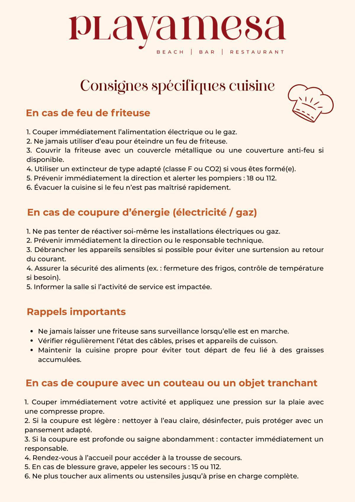 Consignes de sécurité