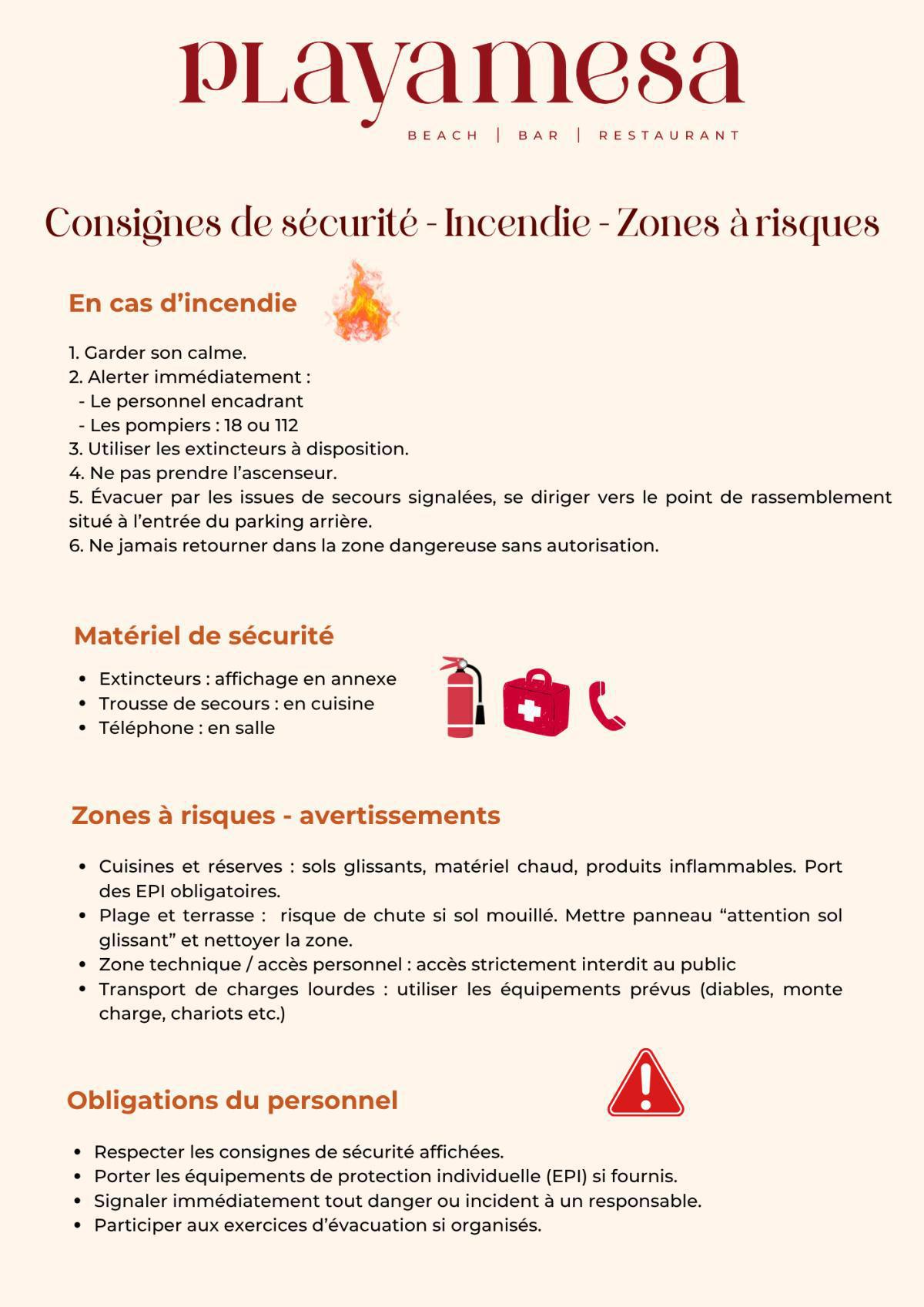 Consignes de sécurité