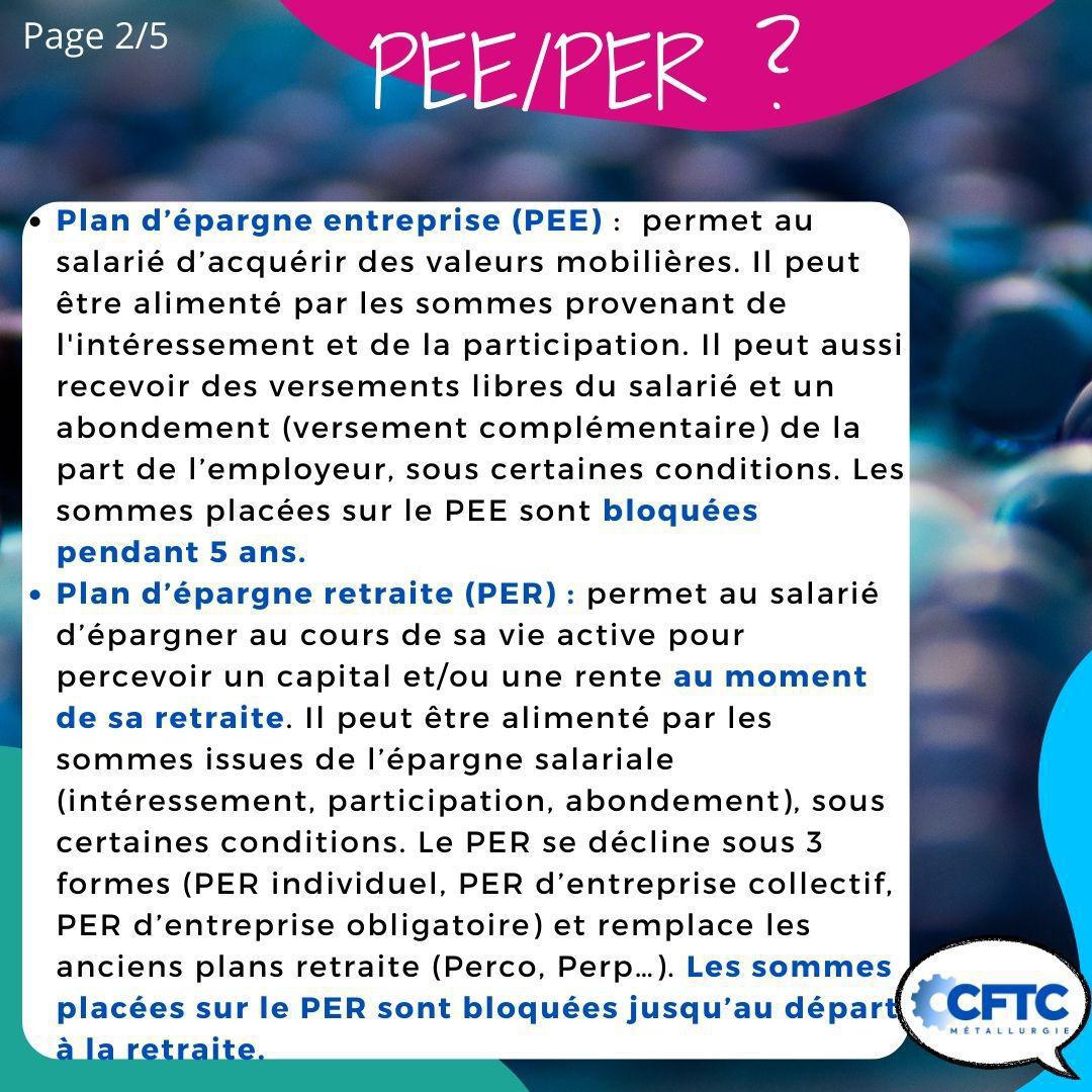 Le plan d'épargne salariale : les PEE/PER Le plan d'épargne salariale : les PEE/PER