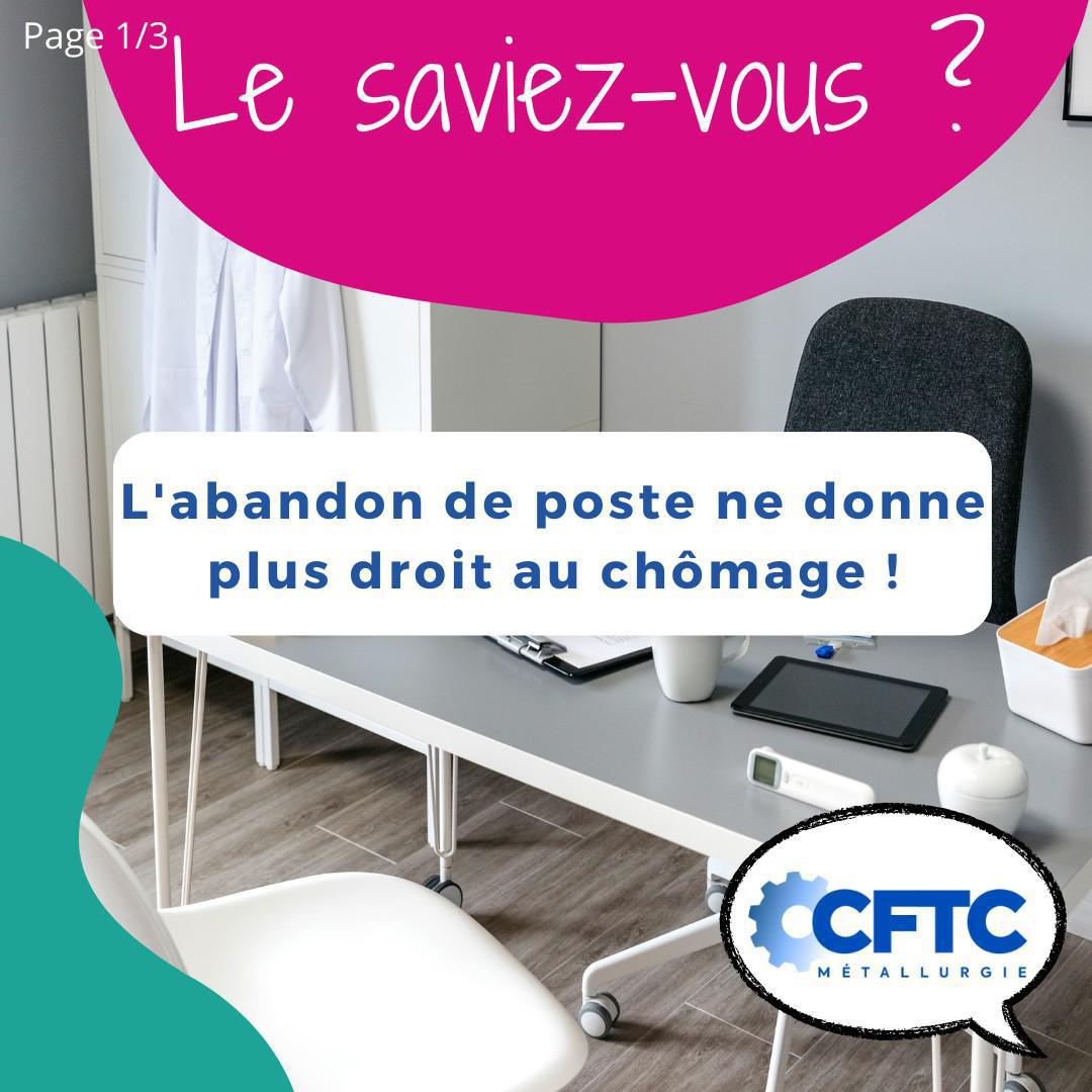 L'abandon de poste ne donne plus droit au chômage. L'abandon de poste ne donne plus droit au chômage.