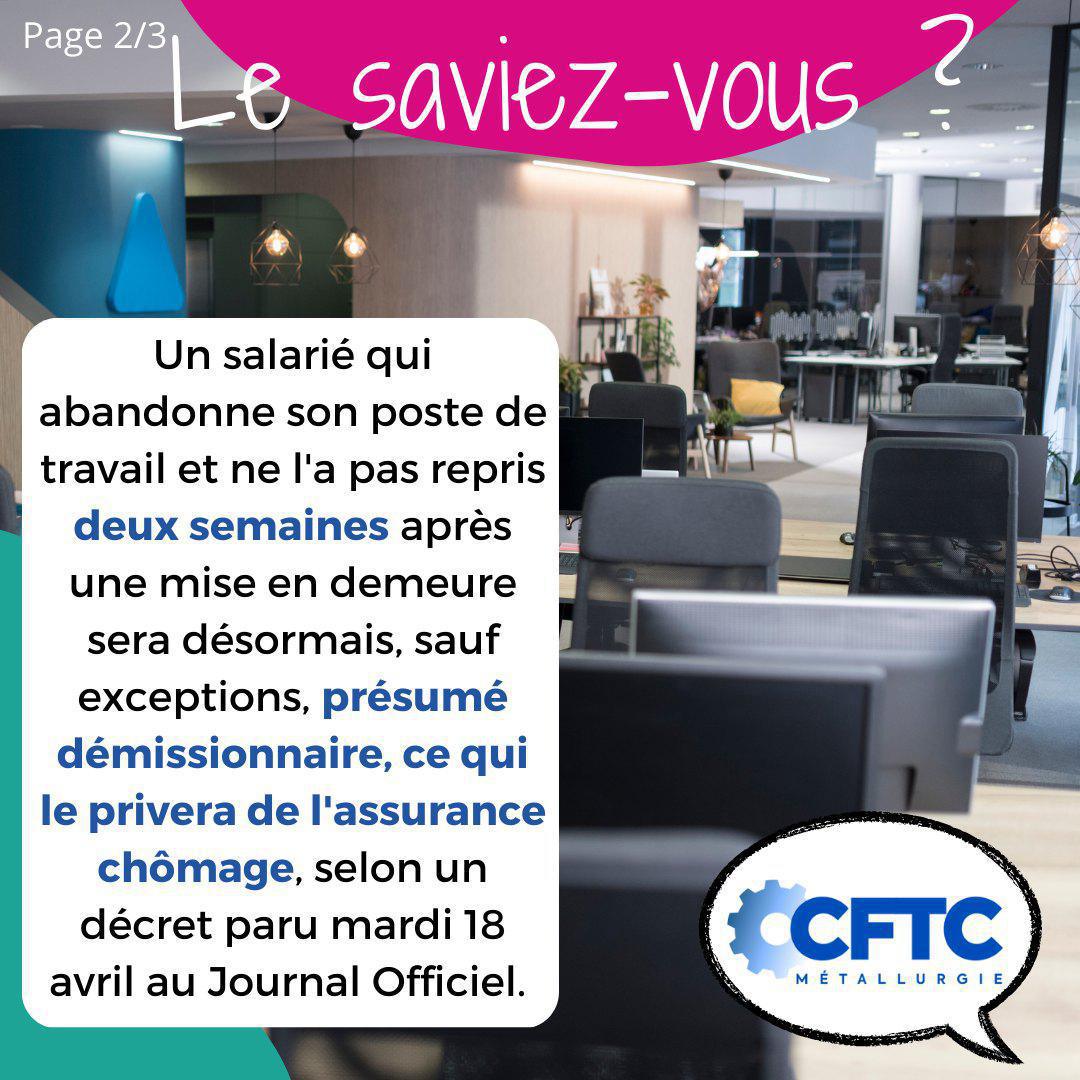 L'abandon de poste ne donne plus droit au chômage. L'abandon de poste ne donne plus droit au chômage.