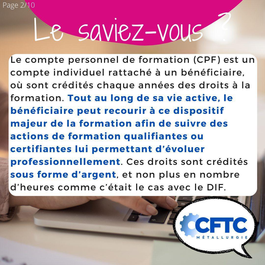 Le CPF (compte personnel de formation) Le CPF (compte personnel de formation)