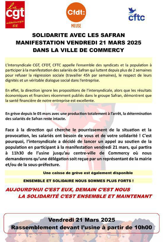 Safran : Manifestation vendredi 21 mars à Commercy