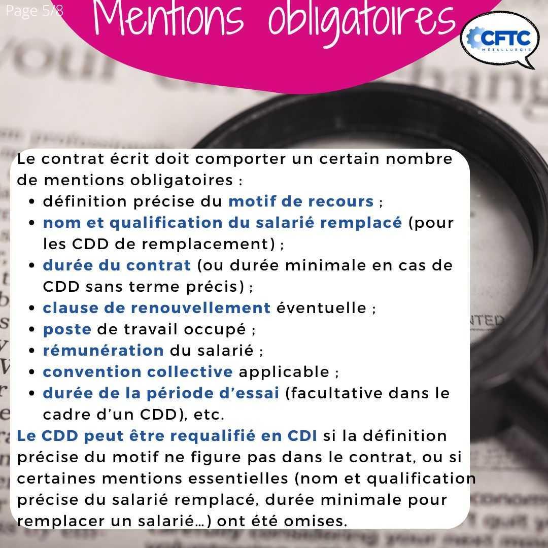 Le contrat à durée déterminée (CDD) Le contrat à durée déterminée (CDD)
