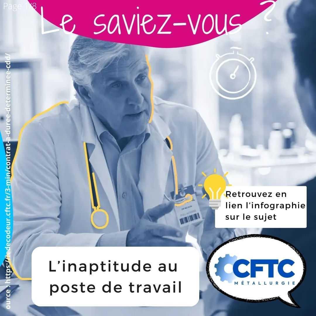 L'inaptitude au poste de travail L'inaptitude au poste de travail