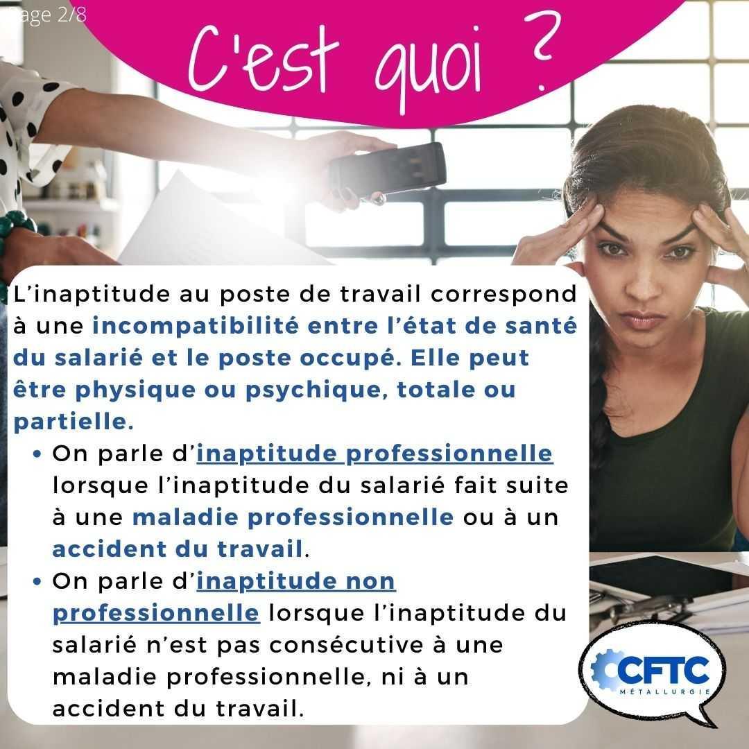 L'inaptitude au poste de travail L'inaptitude au poste de travail