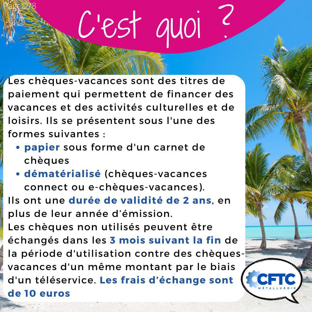 Le chèque vacances Le chèque vacances