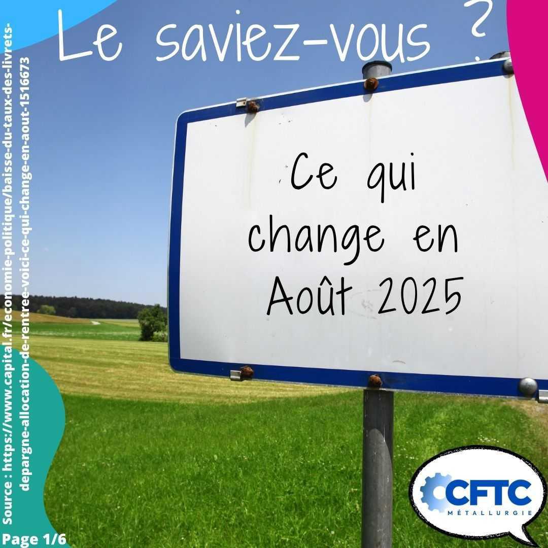 Les changements à venir en Août 2025