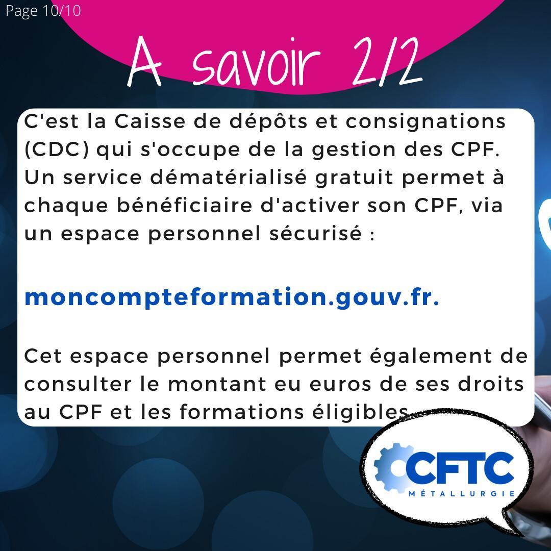 Le CPF (compte personnel de formation)
