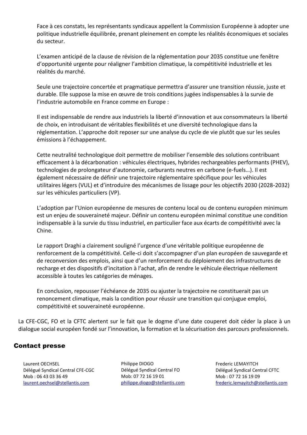  Alerte sur l'avenir de la filière automobile européenne 