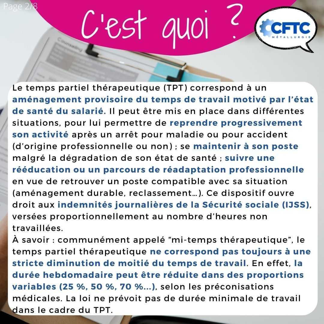 Le temps partiel thérapeutique Le temps partiel thérapeutique